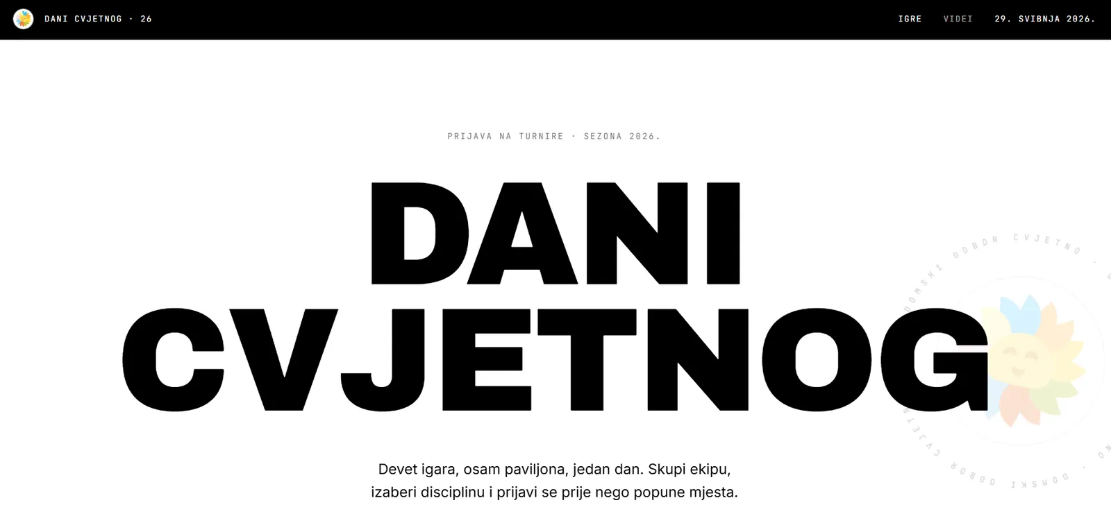 Dani Cvjetnog, Web stranica za studentski event