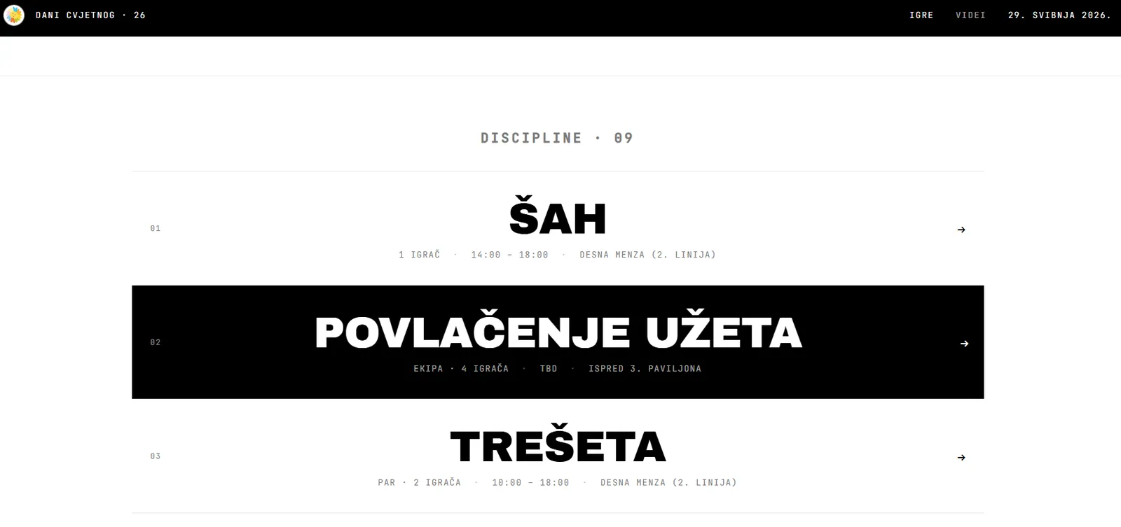 Dani Cvjetnog, snimka zaslona 2